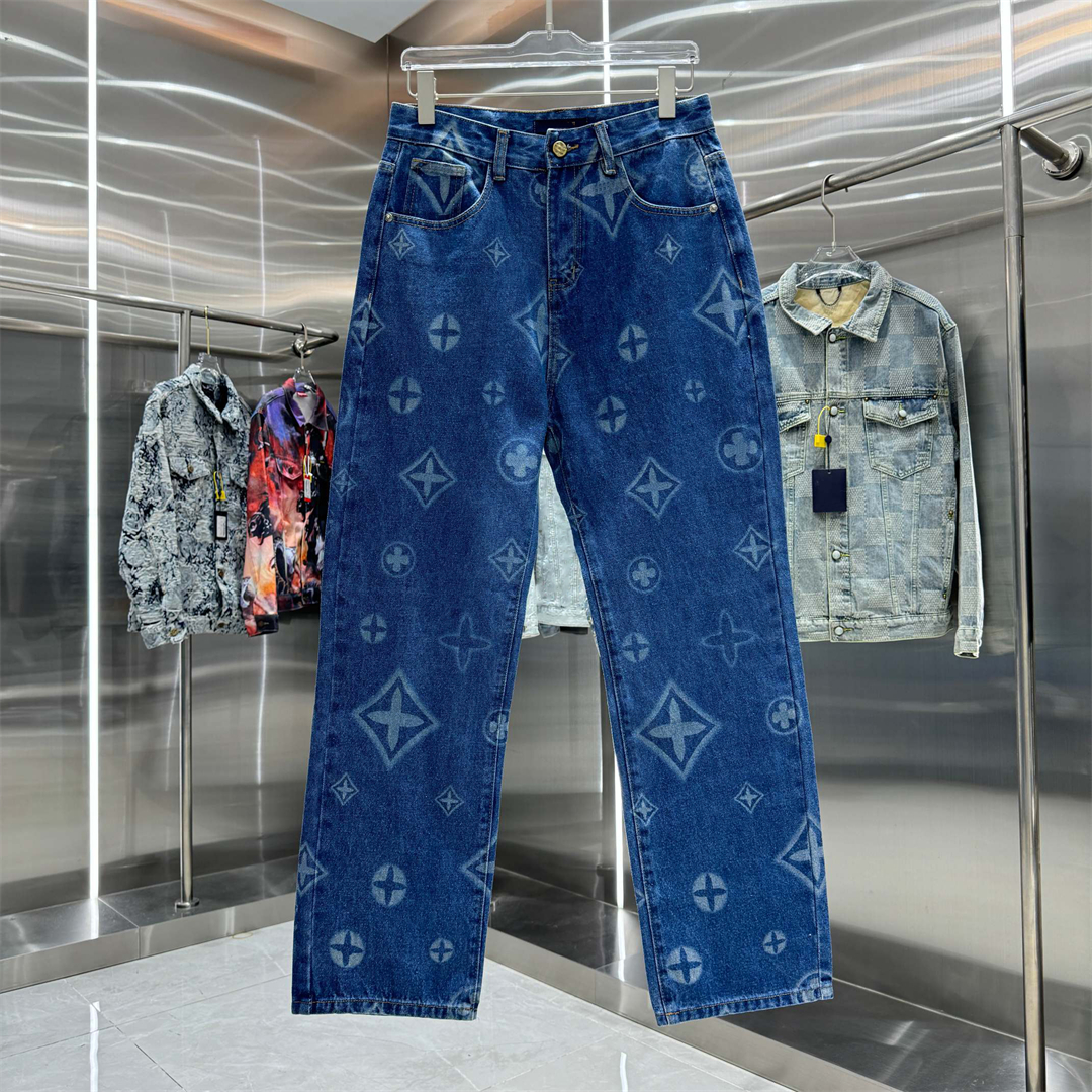 2025ss Men's Plus Size Jeans Men's and Women's Long Pants Wide Leg Pants High Street Tight Distressed Denim Pants S615K13
