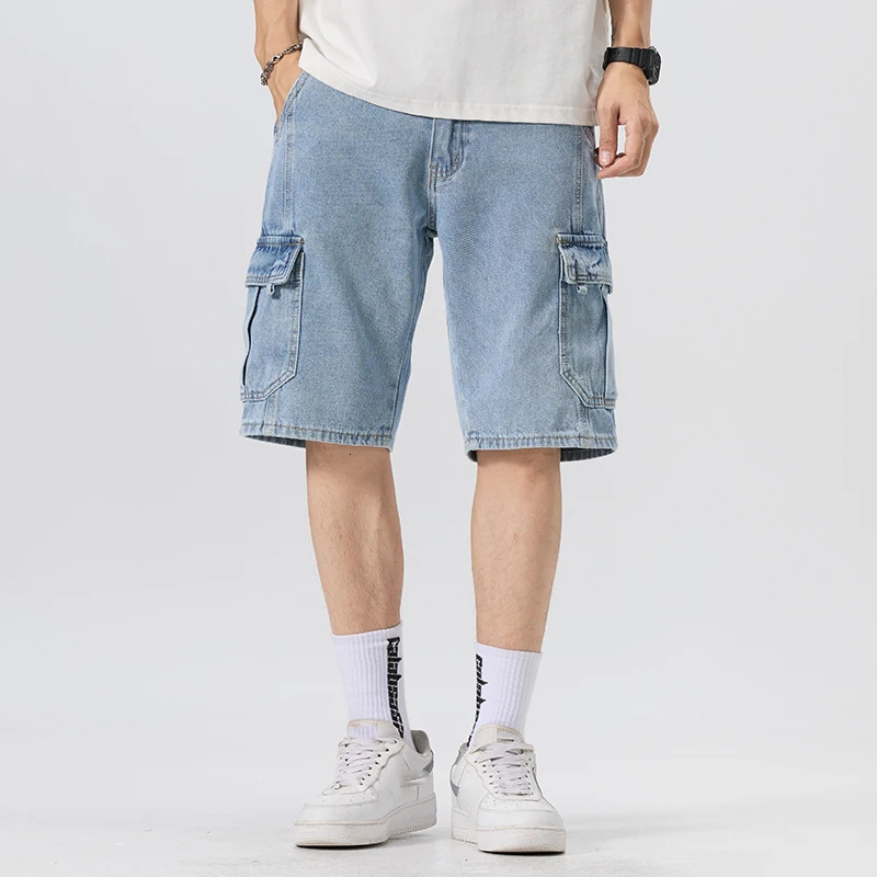 Mens Summer Cool Fashion Denim Jeans Six Pocket Regular Fit No Stretch Light Blue Trendy Casual Pants 250614