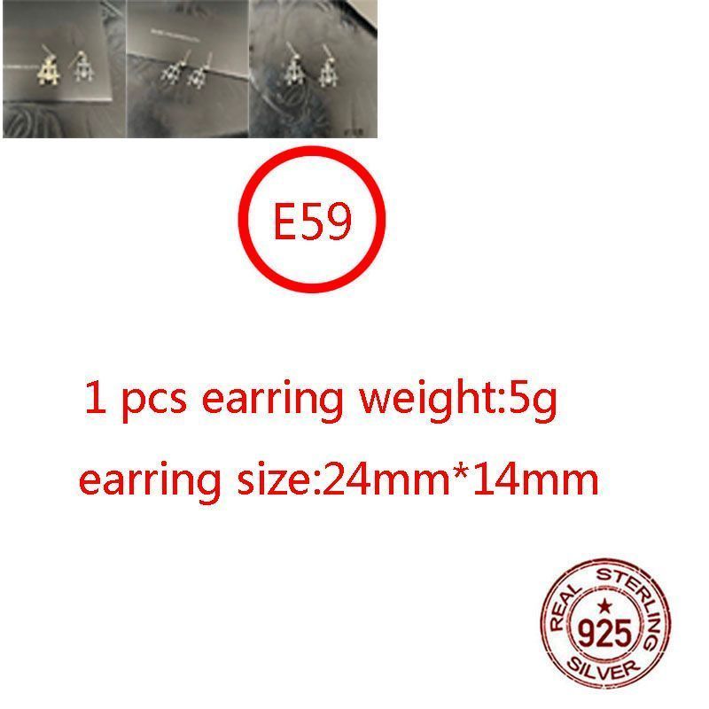 E59 S925 Sterling Silver Earrings Fashion Personalized Punk Style Three Cross Flower Letter Shaped Gift for Lovers