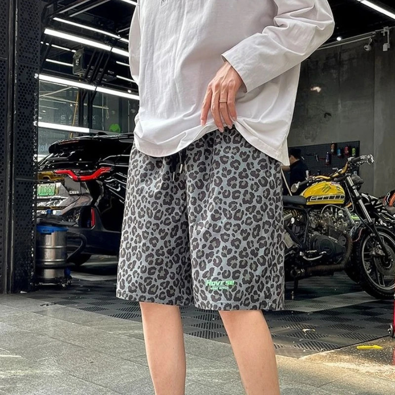 Baggy Leopard Print Casual Beach Shorts for Men Essential Novelty In Elastic Bulk Streetwear Thin Xl Man Short Pants 250614