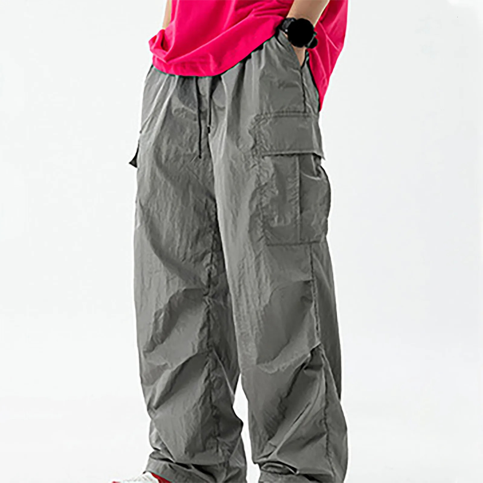 MenS Cotton Linen Summer Solid Pants MenS Metallic Casual Loose Micro Pants Fashion Wide Leg Cargo Pants Pantalones Hombre 250616