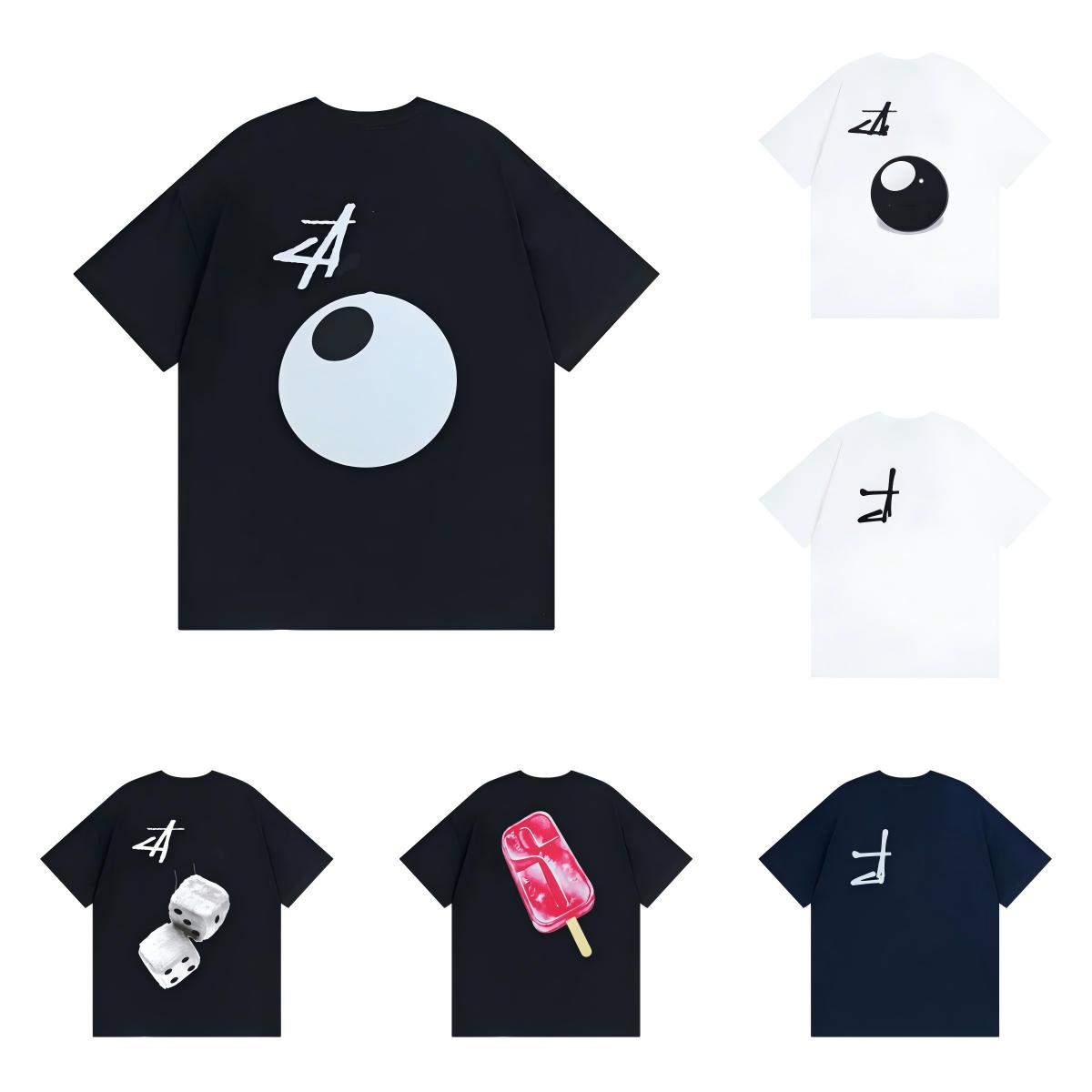 Mens Designer Cotton T Shirt Letter Print Graphic Tee Vintage Hip Hop Loose Sports Short Sleeve Tops Men Streewear-image-924234513