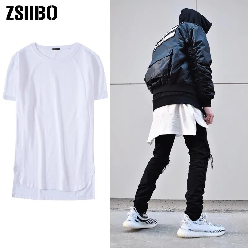 T-shirt Hip Hop Extended High Street Men Fashion Street Unisexe T-shirt à manches courtes Long Line Streetwear Oversize Mens T-shirt 250614