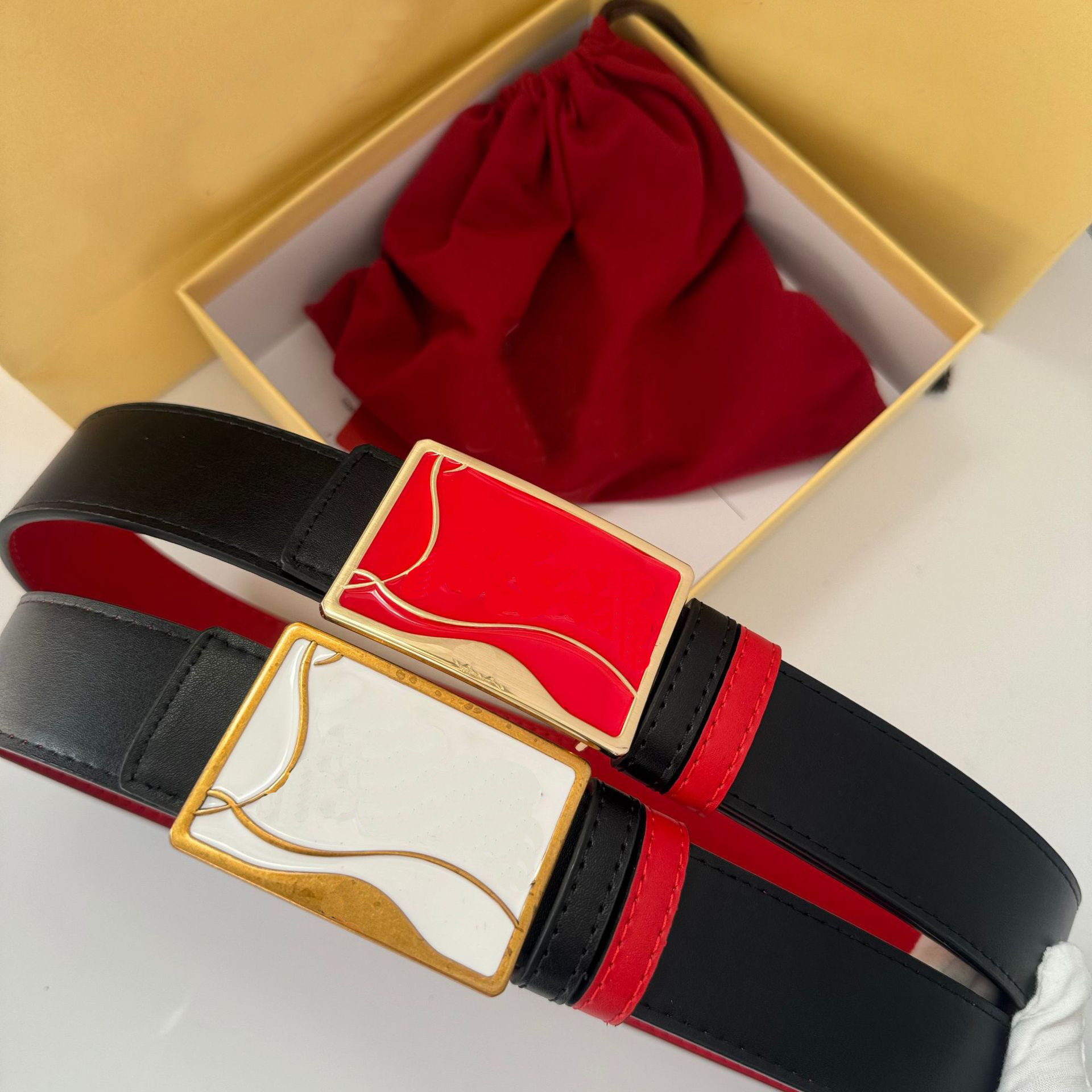 Designer Mens Belt Luxury Genuine Leather Solid Large Buckle Belt Valentine's Day Christmas Gift Fashion Leather Belt Women's Belt With Bo