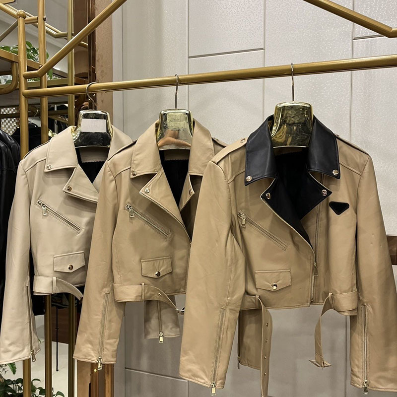 Jacket women jacket coat Designer's new high-quality leather slim fit sheepskin zipper short motorcycle women's coat
