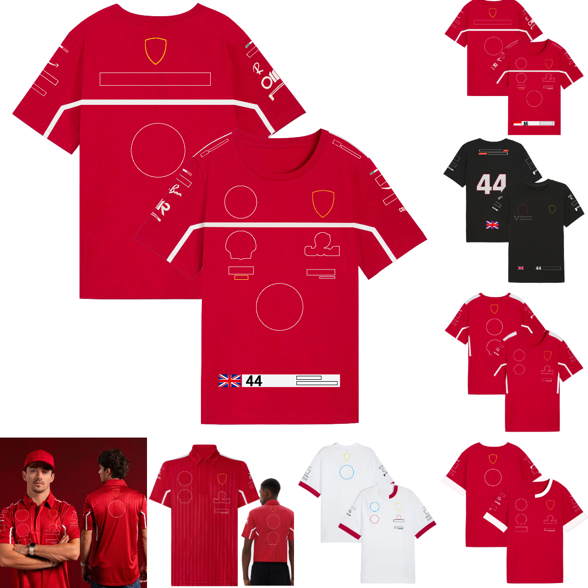 F1 2025 T-shirt Racing T-shirt Formule 1 Logo Logo T-shirts Red Polo Polo Men et femmes Fans de course Fans de course Tee Tee plus taille Custom