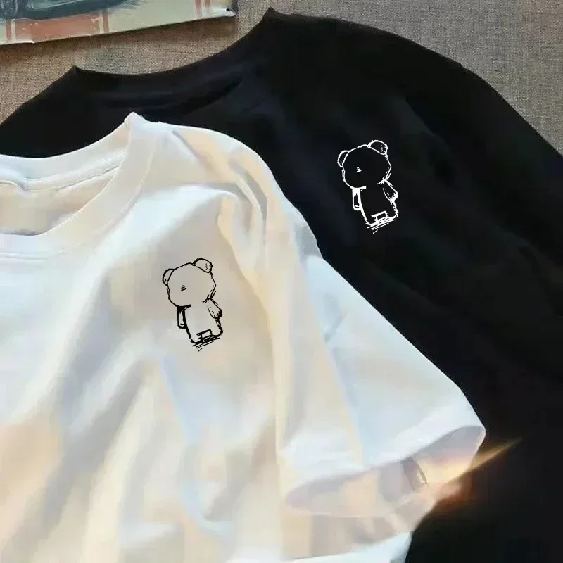 Summer Womens Printed Short-sleeved T-shirt Female American Fashion Casual Loose Couple New Simple T-shirt Top Fashion
