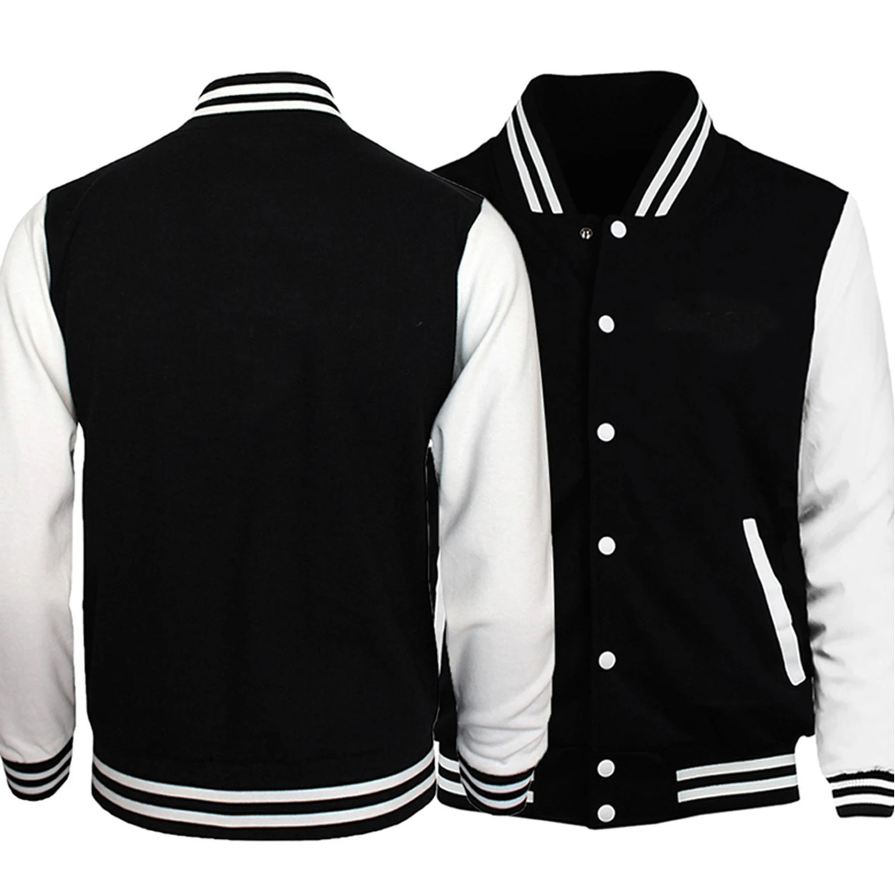 Black White Solid Color Jacket Loose Oversized Clothes Casual Men Baseball Clothes Personality Street Coat Warm Fleece Jackets250616
