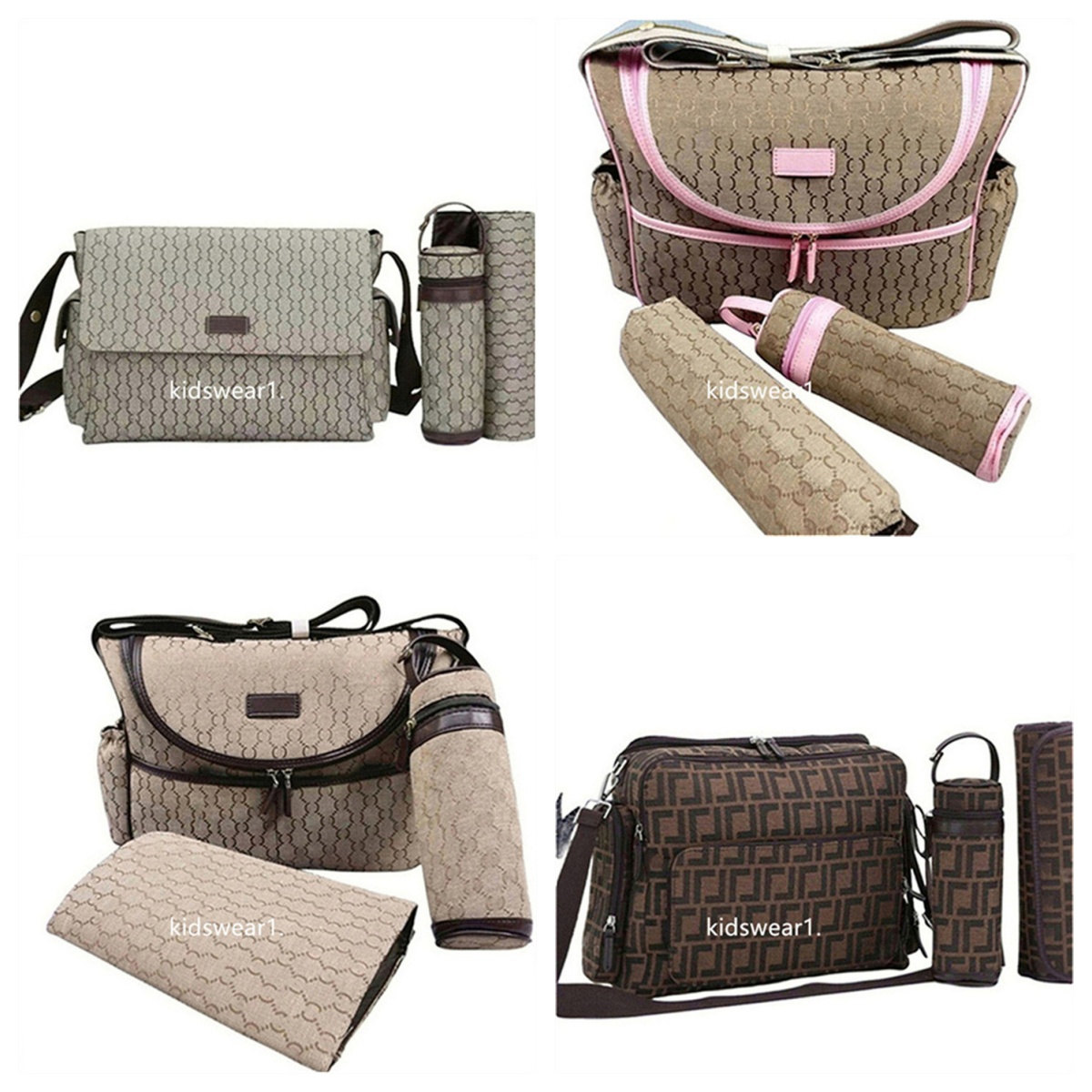 High quality diaper Bag Waterproof Designer Mom Bag Diaper bag 3 piece baby zipper brown check print bag a12v21