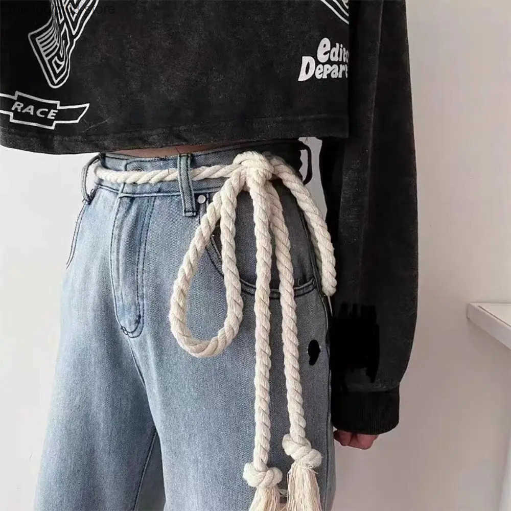1PC Retro Thick Rope Belt Womens Ins Style Decorative Versatile Jeans Belt Student Y2K Mens Waist Belt L250616