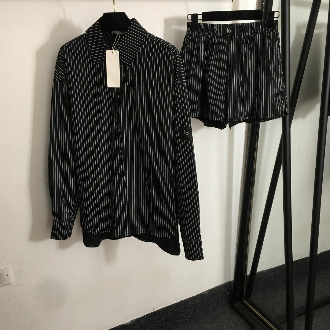 shirt women designer clothing girl brand summer tracksuit fashion stripe print logo ladies Long sleeved shirt lady shorts Jun 16