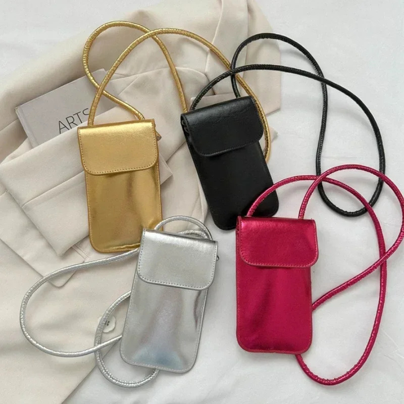 Sac à bandoulière à épaule de mode pour femmes argent or pu cuir en cuir mini portable sac à lèvres portable sac de téléphone mobile porte portef