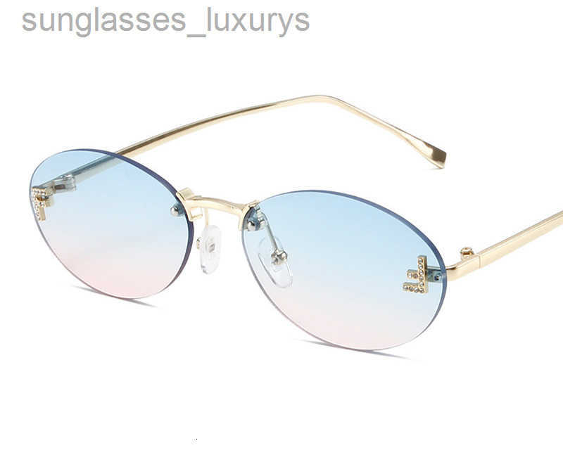 Designer featuring Elliptical frame sunglasses new fashion personality glasses F letter dot diamond sunglasses T4XV SZJB