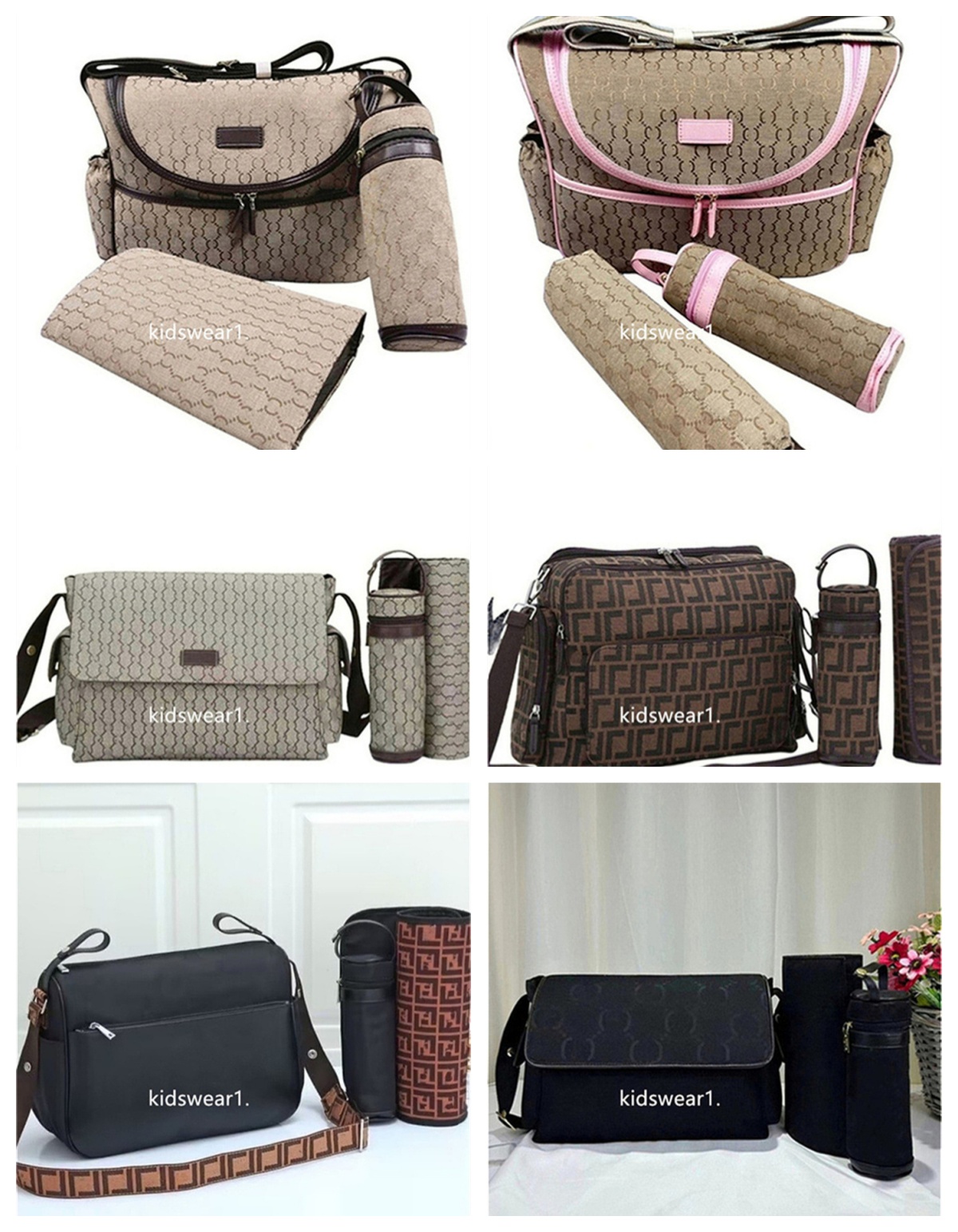 High quality diaper Bag Waterproof Designer Mom Bag Diaper bag 3 piece baby zipper brown check print bag a12v19