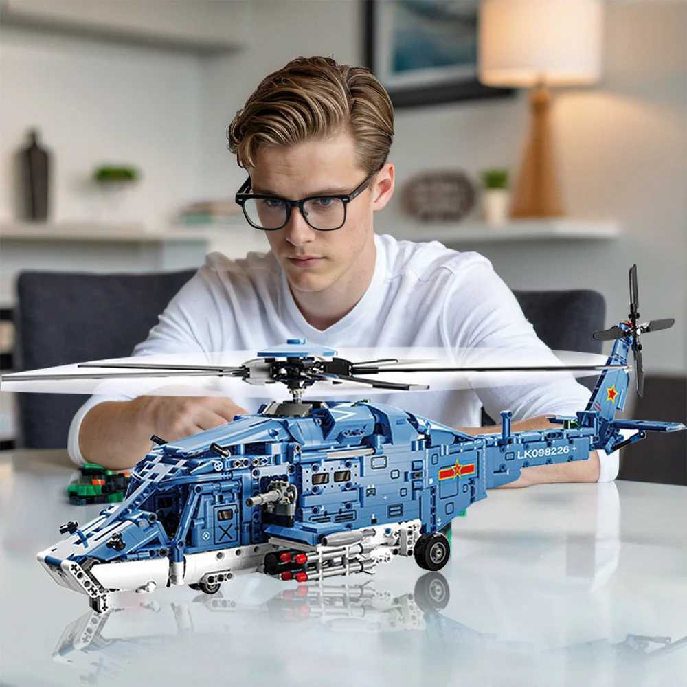BLOCX DIY Attack Helicopter 1711PCS Building Blocks Set Army Plane Military Fighter Kit Assembly Bricks Kids Toys Holiday Gifts M260309-image-1096809982
