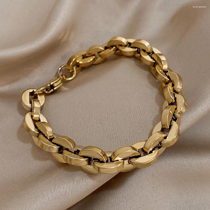 Bracelets de charme chaîne épaisse en acier inoxydable épais pour les femmes Fashion Punk Gold Bracelet cubain Bijoux de bijoux