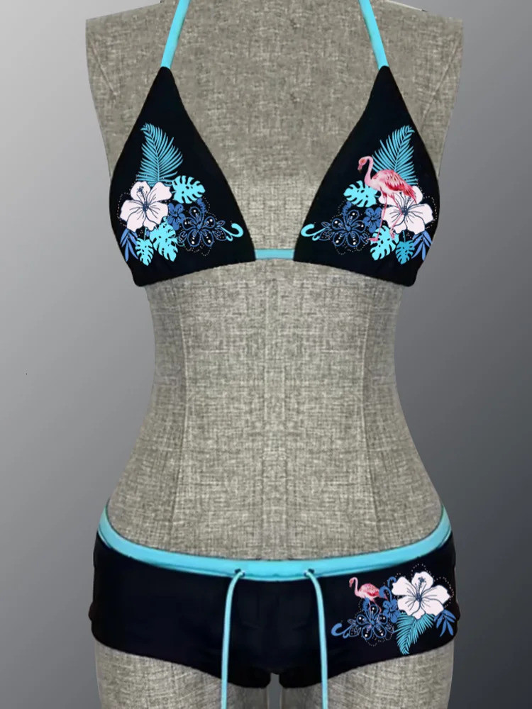 Ueteey 2025 Bikinis de maillot de bain d'été ensemble sexy imprimé Laced Up Backless Bikini 2 pièces Set Femmes Split Swimsuit Beach Bikini 25061
