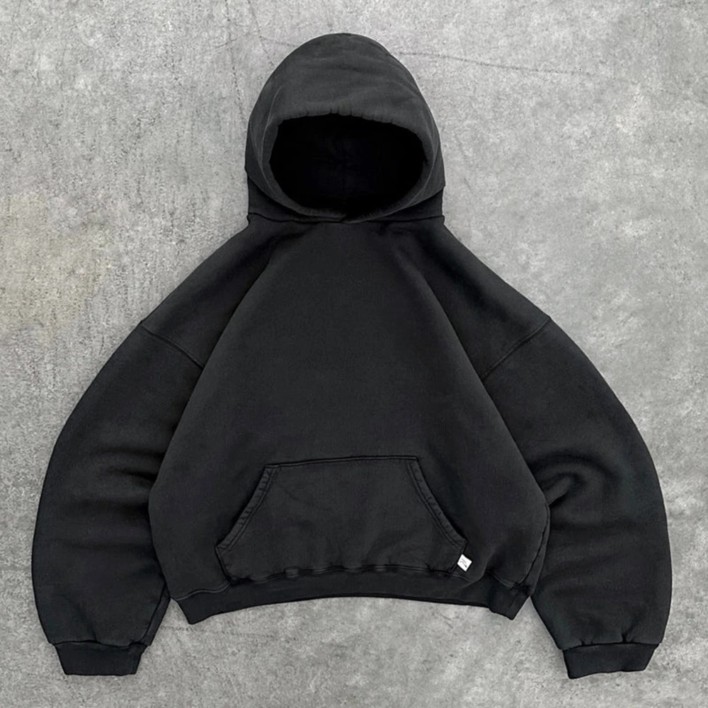 American Retro Solid color Hoodies Women Men Autumn Long Sleeve Tops Hood Shirt Streetwear Hip Hop Pullover Y2K Sweatshirt 250616