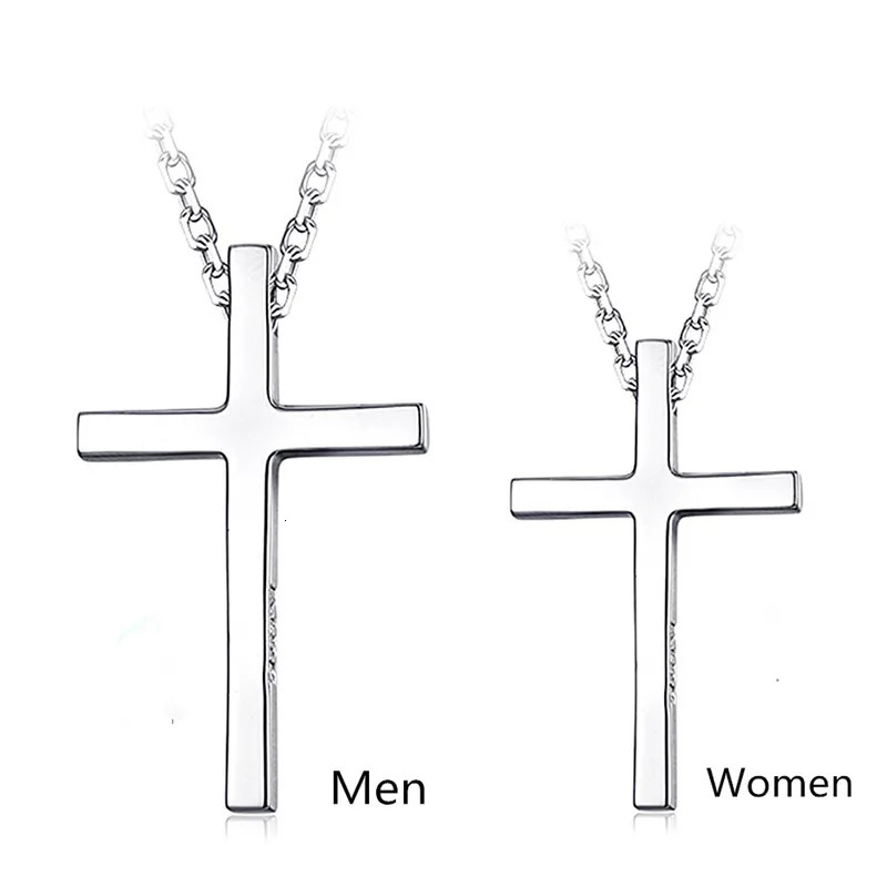 Trendy 925 Sterling Silver Necklace For Men Jewelry Female Classic Cross Pendant Necklaces Male Choker Bijou Lady Necklaces 250616