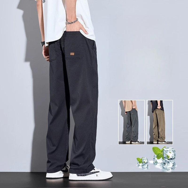 Pantalon de cargaison de soie de glace pour hommes