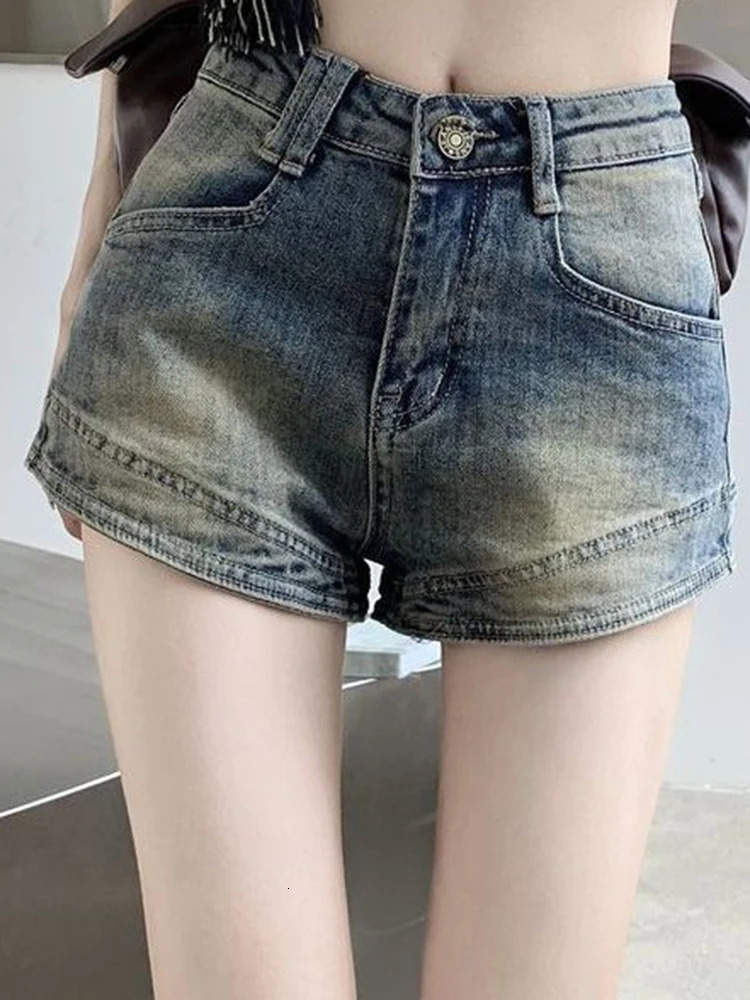 Summer Vintage Denim Wide Leg Shorts Lady High Waist Short Pants Female Blue Korean Style Fashion Robin Jeans Large Size 250614
