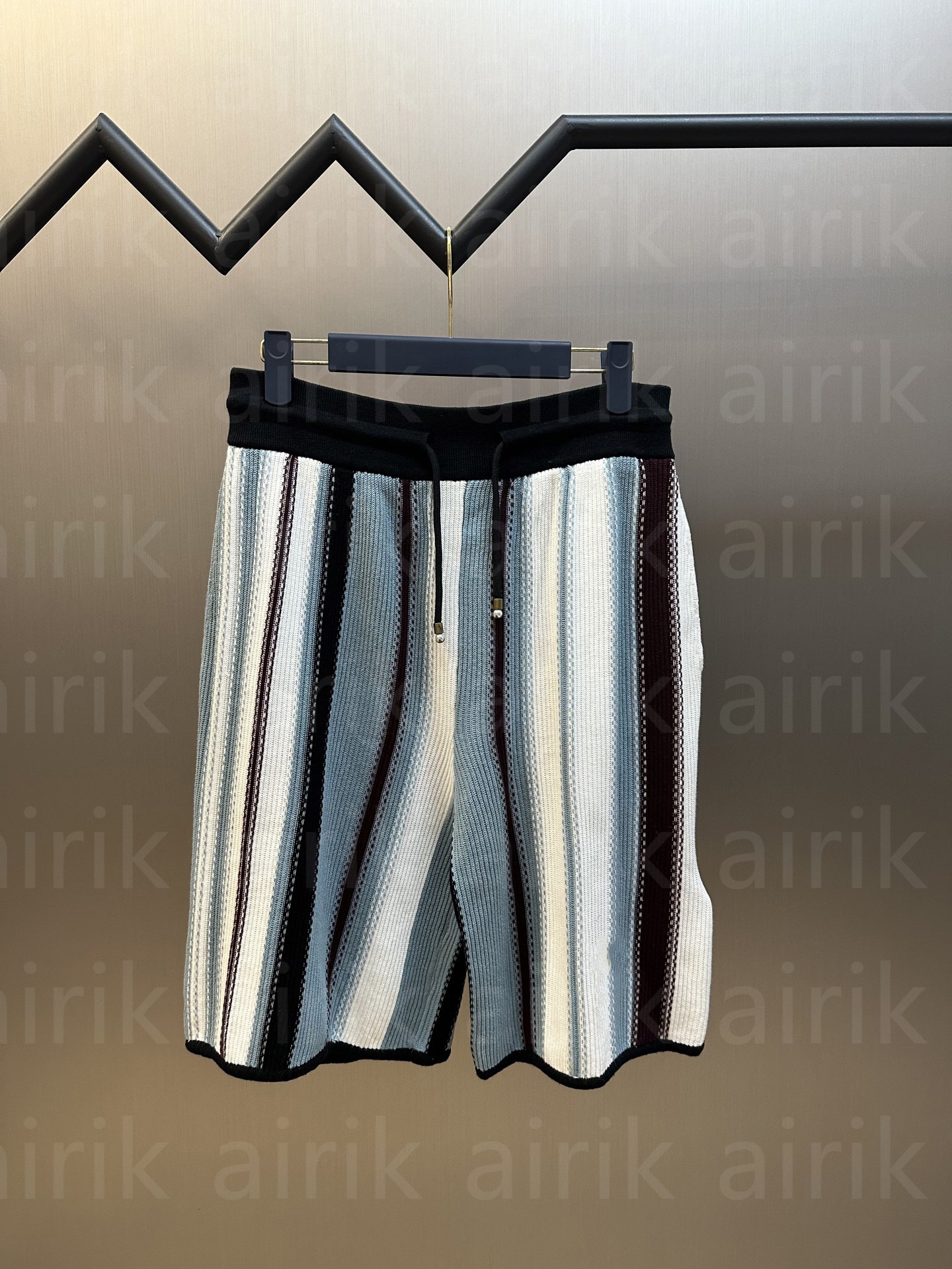 Shorts mens womens designers short pants Spring and summer new striped crochet shorts cotton 5-point pants bead decoration drawstring