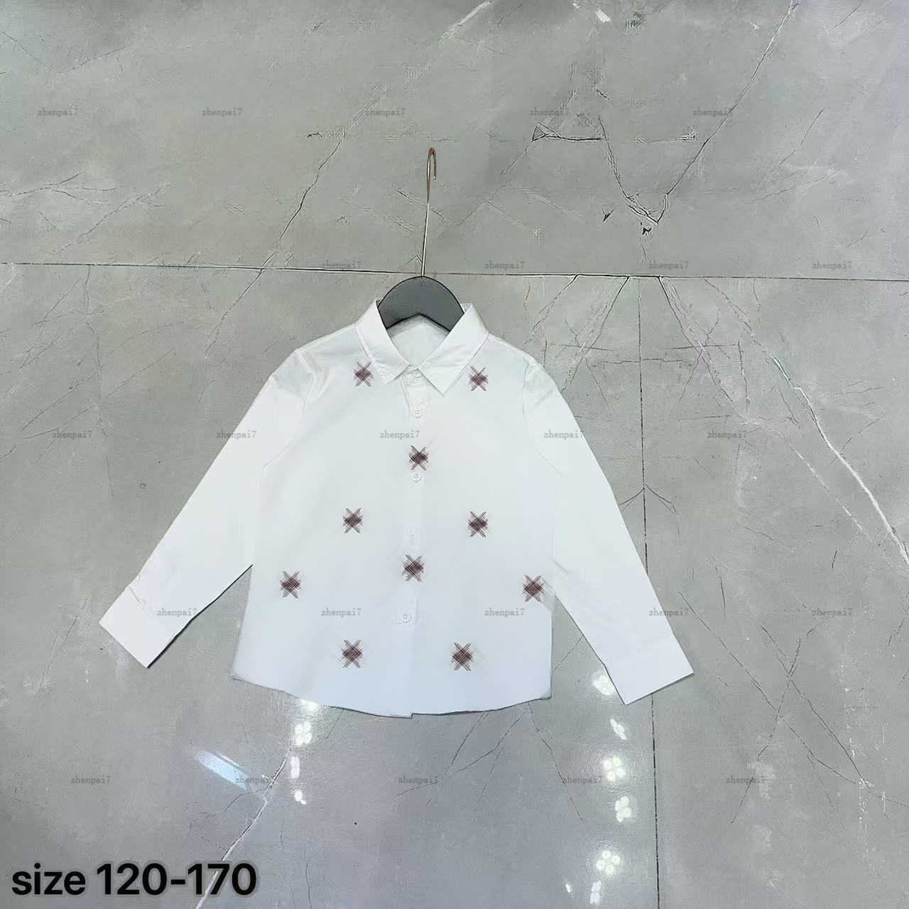 Top baby shirt Symmetrical logo design lapel shirt kids designer clothes child cardigan High quality girls boys Blouses A243X07N059-image-1062366487