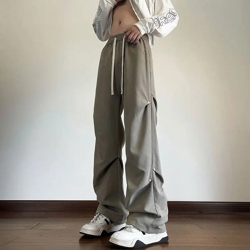 Mens Summer Thin Fashion American Vibe Pants Loose Straight Wide-leg Casual Trousers 250616