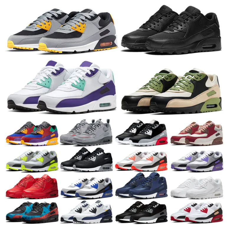 Classic 90 Mens Running Shoes OG Triple White Black UNC Wolf Grey Polka Dot Infrared Supernova Total Orange Lahar Escape Hyper Grape Royal 90s Women