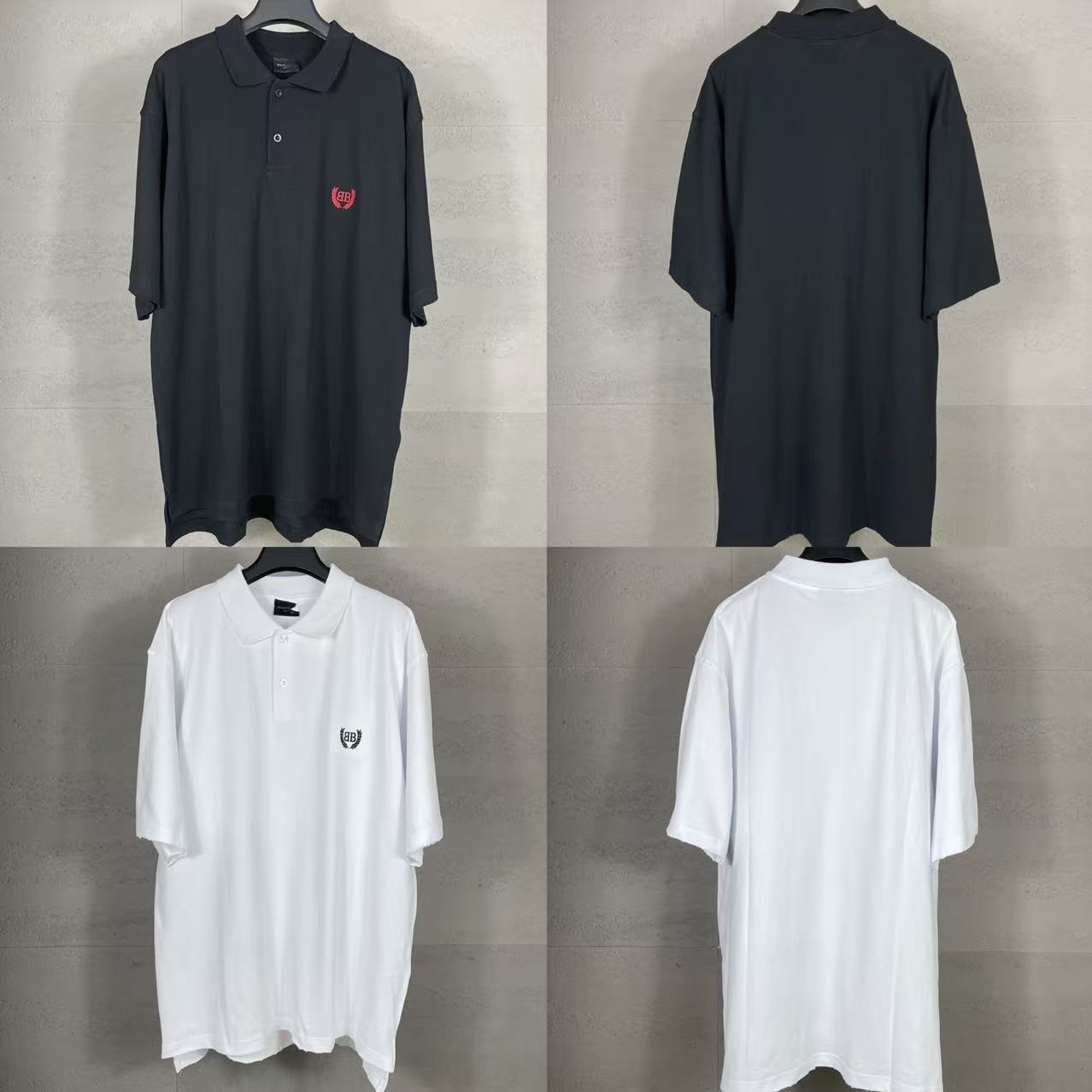 New Front and Back Classic Wheat Spike Embroidery Casual Loose Fit POLO Short Sleeve