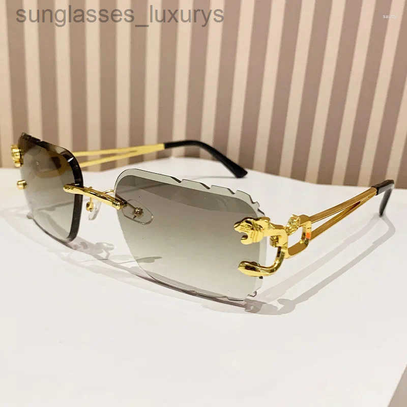 Designer Rimless For cart Square Women Sunglasses Men Designer Female Vintage Punk Sun Glasses Leopard Eyeglasses cart sunglasses men f2e R8TO 94AQ