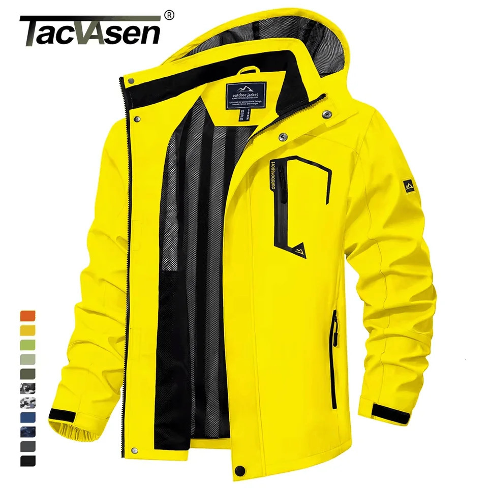 TACVASEN Spring Autumn Lightweight Jackets Mens Mesh Lined Waterproof Rain Jacket Outdoor Fishing Hiking Jacket Male Windbreaker250616