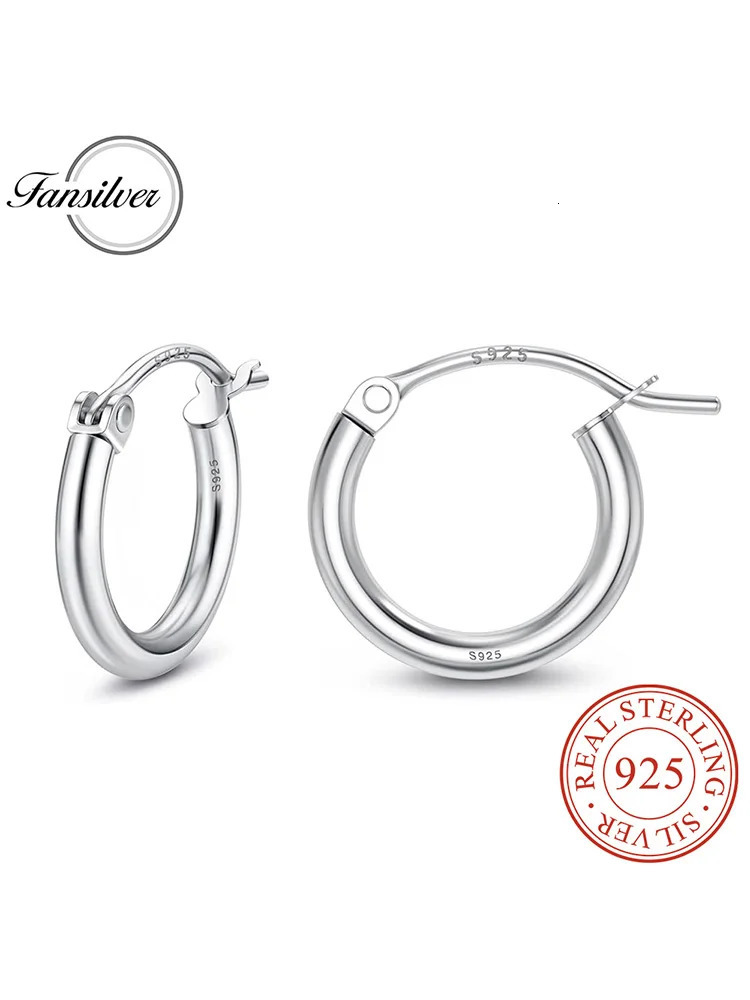 Fansilver S925 Boucles d'oreilles en argent sterling 14K Boucles d'oreilles à cerceaux ornés Hypoallergéniques Boucles d'oreilles légères pour le