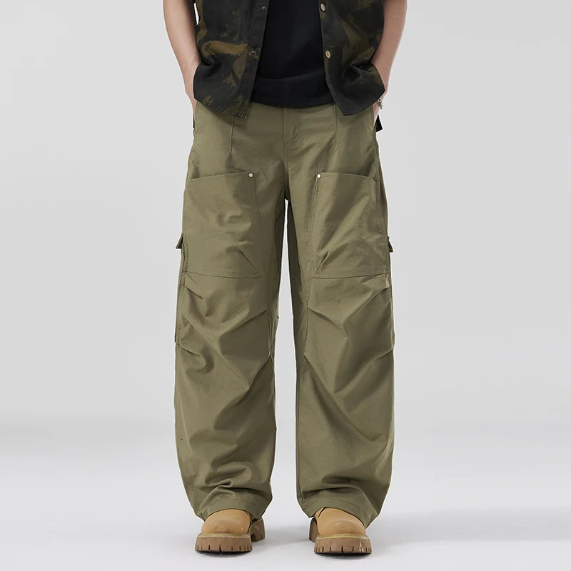 Hommes Spring Summer Streetwear mode léger pantalon de cargaison de la jambe large des jambes larges pantalons de piste unisexe 250616