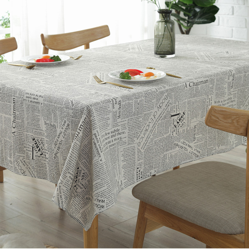 Newspaper cotton and linen tablecloth hotel tablecloth coffee table cover black coffee color 8LZC01-image-1062335060