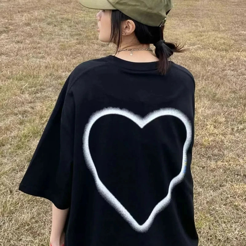 Summer Plus Size Printing Lazy Style Tops Short Sleeve Loose Youth Street Casual T Shirts Fashion Trend Korean Women Clothes 250617