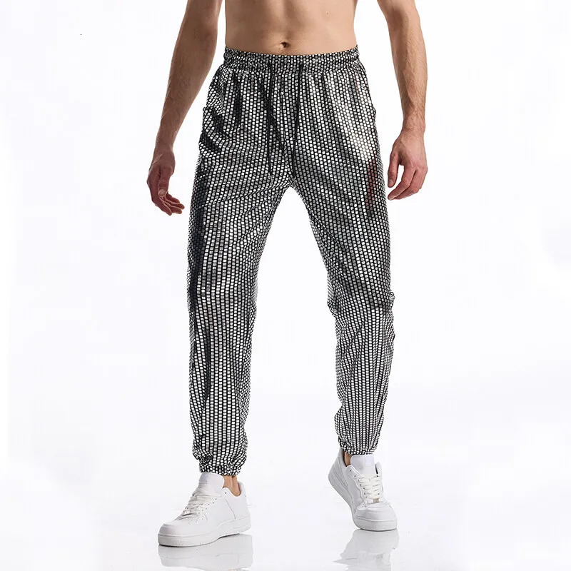 Fashion Grid Stamping Mens Casual Pants Harajuku Hip Hop Disco Dance Party Streetwear Drawstring Trousers Nightclub250616