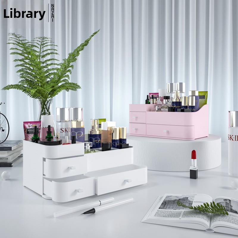 Large Makeup Storage Box with Lid Dustproof Cosmetic Organizer for Desktop Dressing Table-image-1062563416
