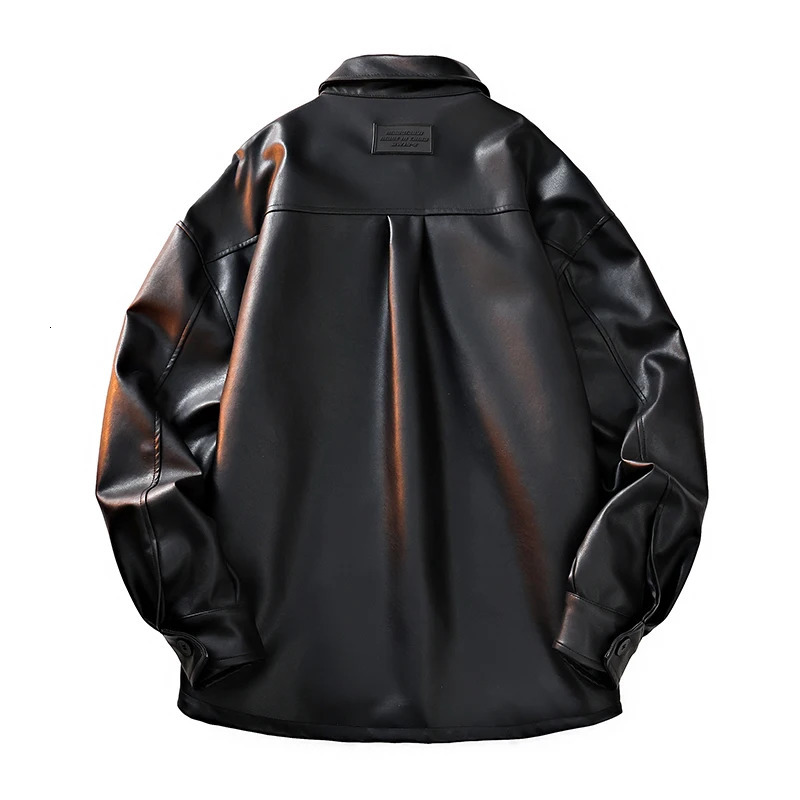 Leather Coat Mens Turn-collar Leather Jacket Fashion Long Male Men Motorcycle PU Blazers Outwear Button Leather Jackets 250616