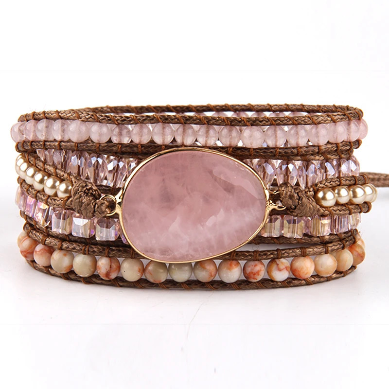 RH Fashion Handma Bohemian Jewelry Accessory Mixed Natural Stones Charm 5 Strands Wrap Bracelets Gift Drop250616