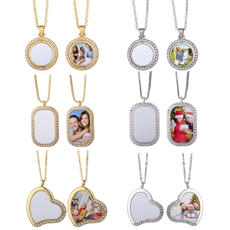 Collier pendentif rectangle à double face personnalisé pour les photos de photos