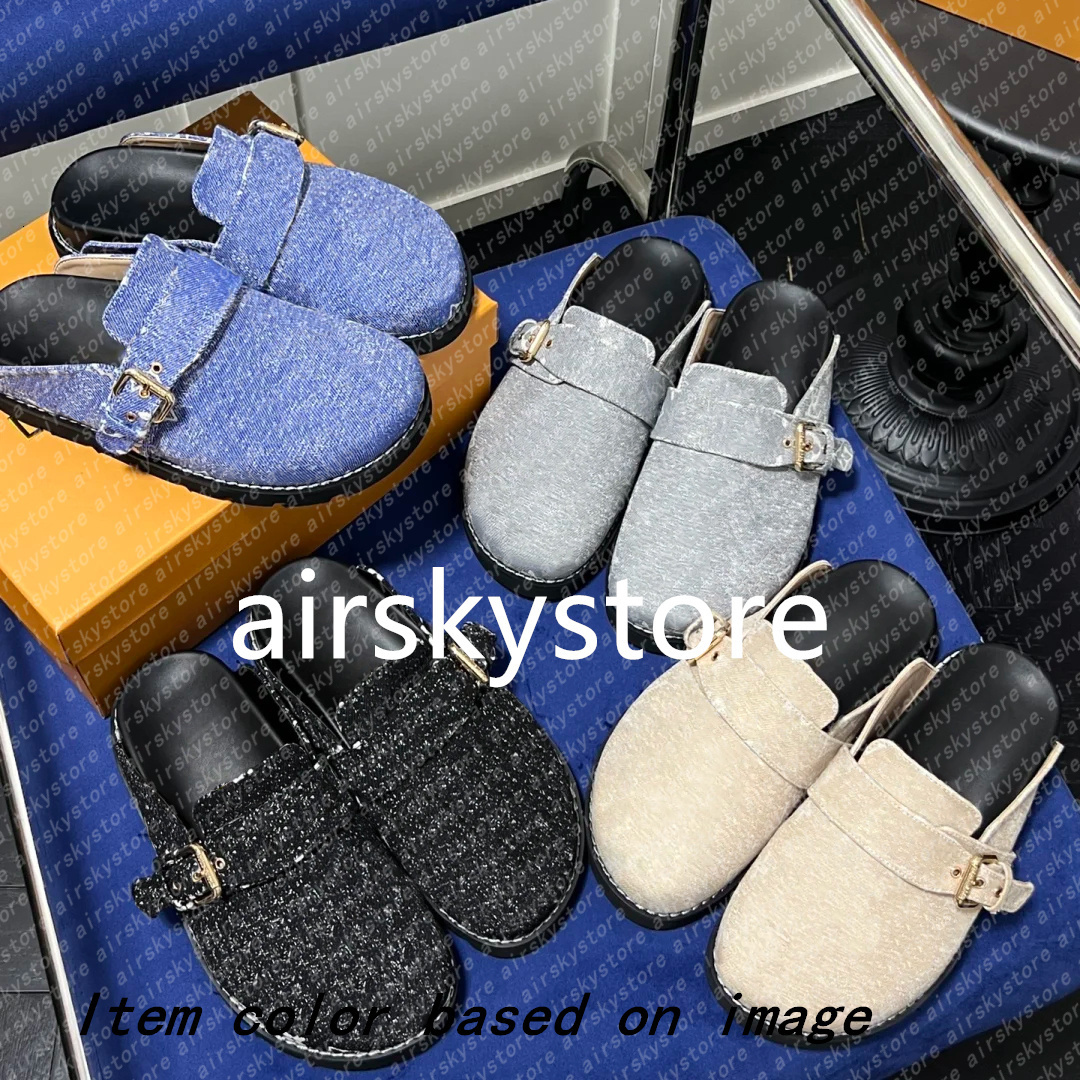 Designer Slipper Cosy Comfort Baotou slippers sandals Calfskin Mules Clogs Denim Letter Printing Platform Luxury Easy Sandal fashion 35-45-image-910131826