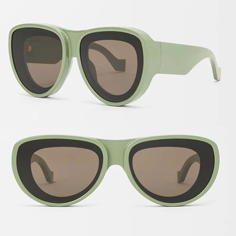 Men Fashion Front lenses Pilot Sunglasses Grey Green Pilot Nylon Large Frame Mens Driving Travel Glasses Metal Logo Women Casual Sunglasses LW40170