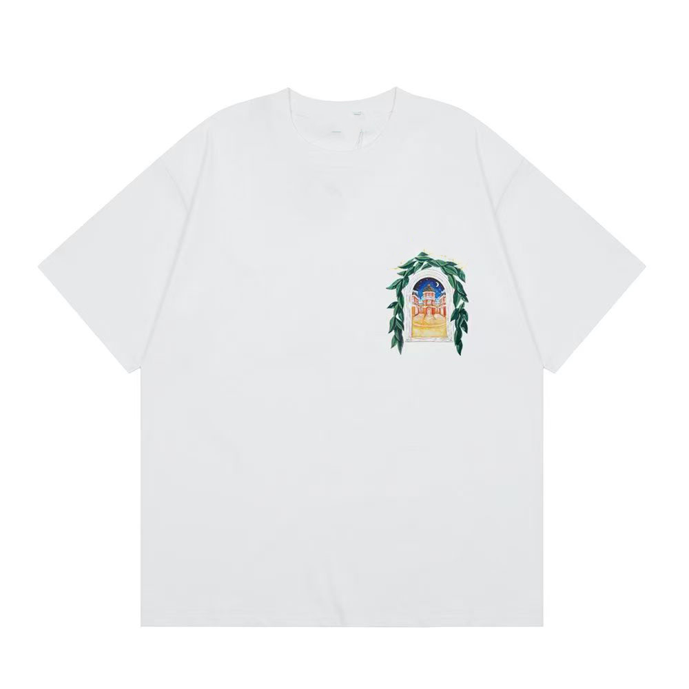 Casas Shirt Designer Casas Blancoes Mens Shirts Printed Graphic T Shirt Cotton Casual Loose Tees Short Sleeve Hip Hop Streetwear Tshirt D08