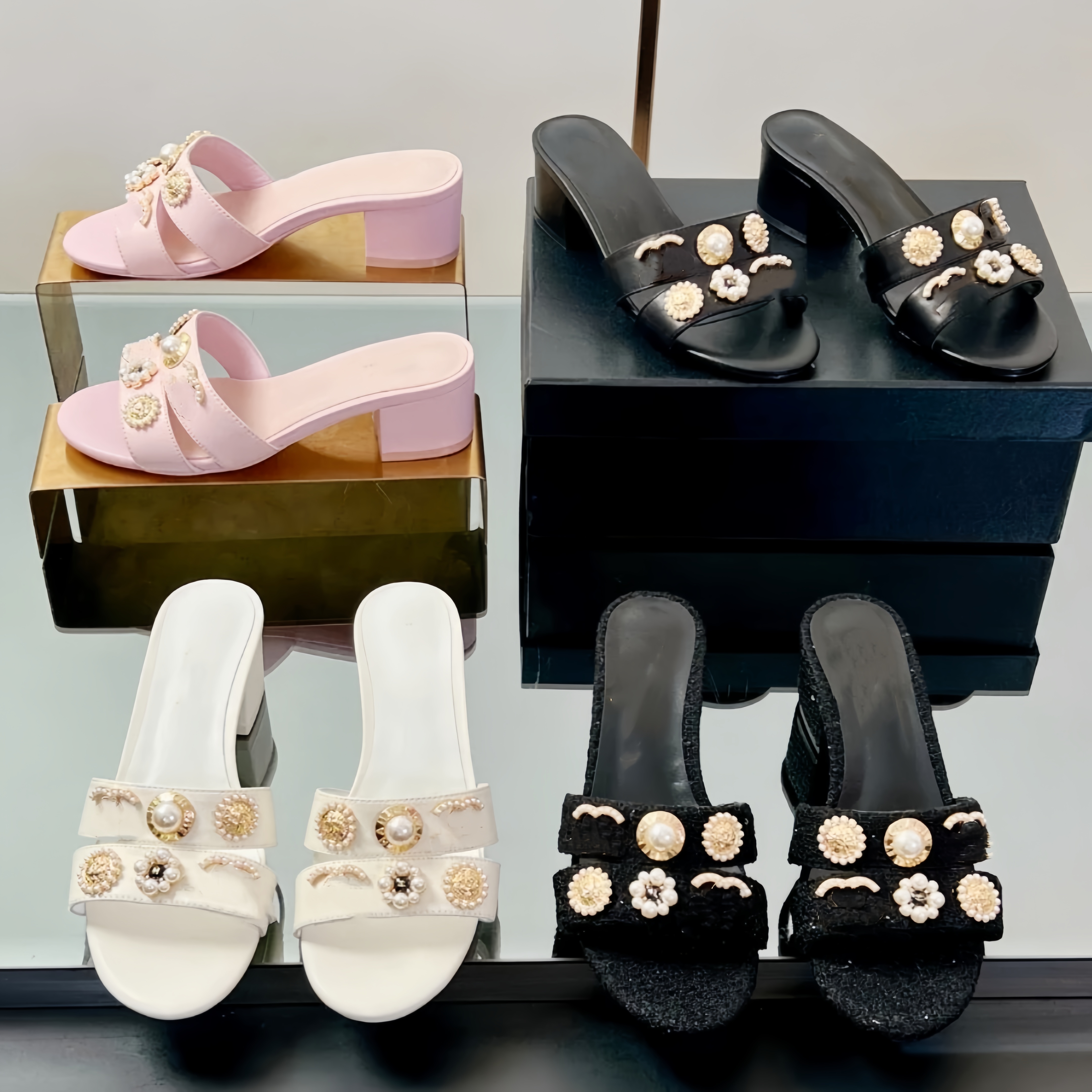 Womens Chunky Heel Designer Sandal Platform slipper Gladiator Sandale Luxury Sliders wedge Summer Beach Casual leather sport Outdoor slide Black whi