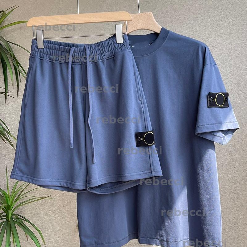 Summer mans multi-color clothing set fashionable cotton mens womens tracksuit casual short sleeved shorts sets trendy badge T-shirt CSD2506184-12