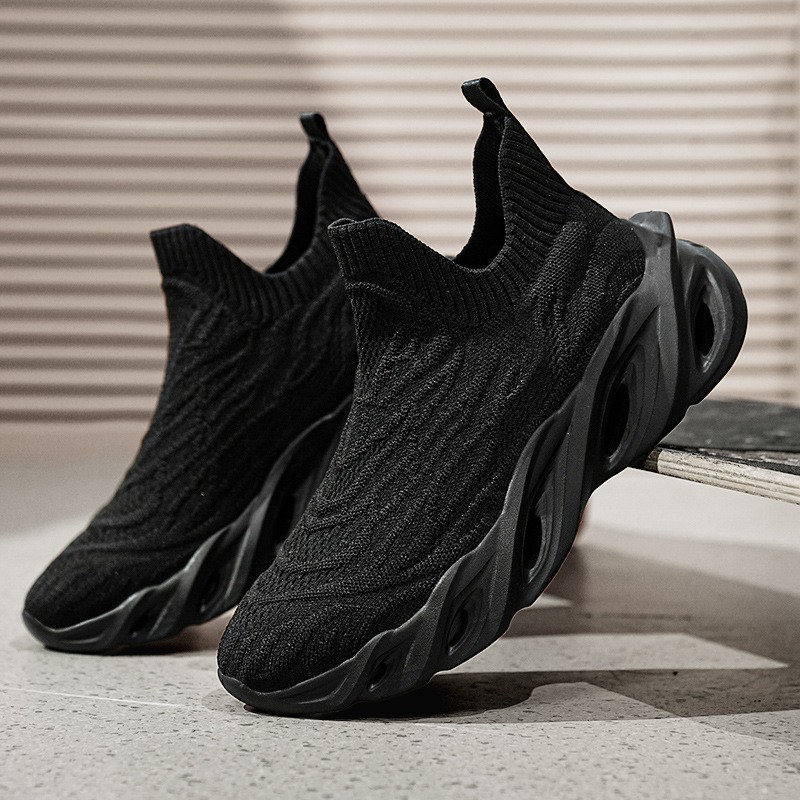 Men's Fashion Breathable Athleisure Style Plus Size Slip on Sneakers Running Shoes Black Blue Brown Yellow Free Shipping