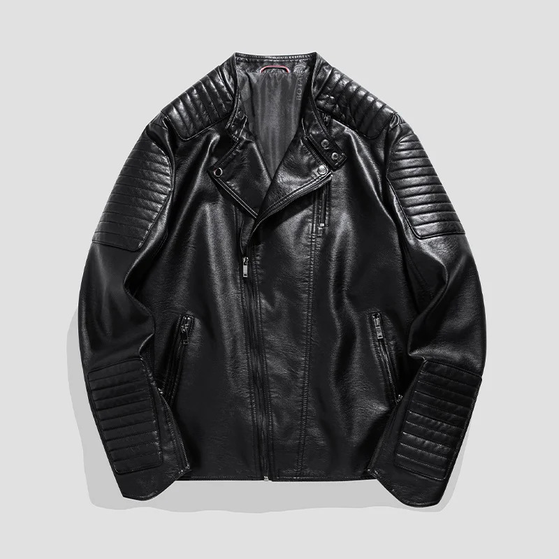 Trendy Handsome Lapel Short Leather Jacket Autumn Winter High-end Leather Jacket Mens Korean-Style Slim-Fit Leather Coat 250616