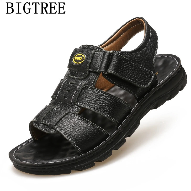 Sandales en cuir authentiques hommes extérieurs hommes Chaussures masculines Sandales SAMPE SANDALS SANSALES OUVERTES MEN SANDALIAS DE VERANO PAR