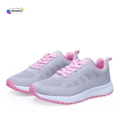 2025 Plus Size Spring Summer Autumn Women's Sneakers Flyknit Mesh Flat for Students Running Shoes ddmythur